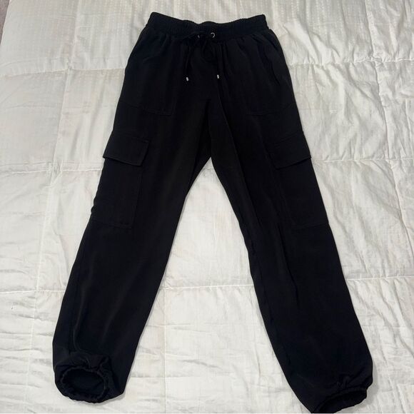 Michael kors new Black lightweight satin fabric Cargo Jogger Pants w pockets - Picture 9 of 12